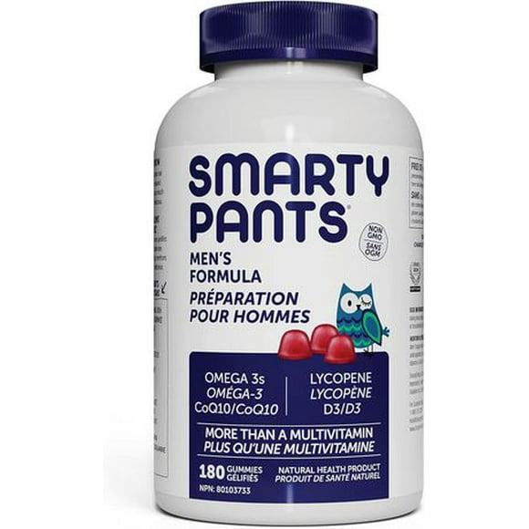 SmartyPants Men's Complete Daily Gummy Vitamins: Gluten Free, Multivitamin, CoQ10, Vitamin D3, Vitamin B12, Lycopene, Methyl B12, Omega 3 EPA/DHA Fish Oil, Non-GMO, 180 count (30 Day Supply)