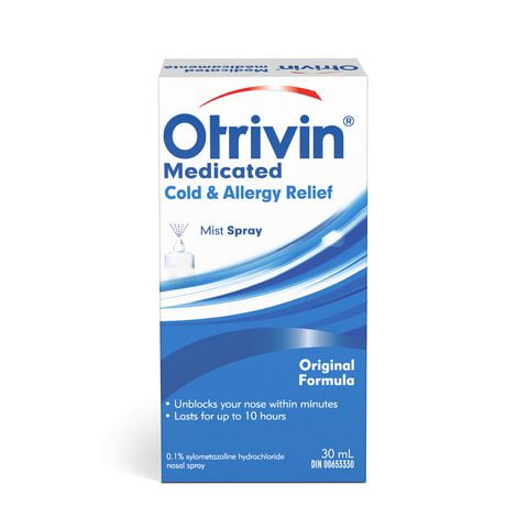 Otrivin Medicated Cold & Allergy Relief Nasal Decongestant, 30ml Mist Spray