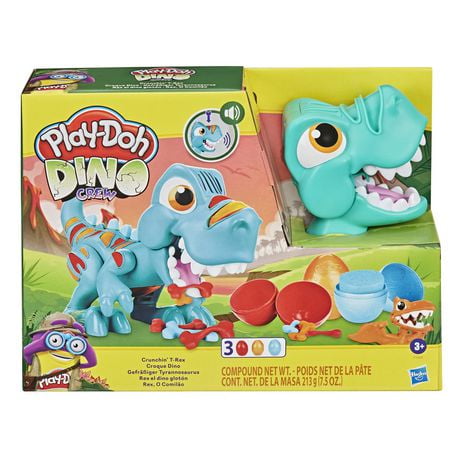Play-Doh Dino Crew, Croque Dino, jouet pour enfants avec bruits rigolos de dinosaure, 3 oeufs Play-Doh de 70 g, atoxique, à partir de 3 ans À partir de 3 ans
