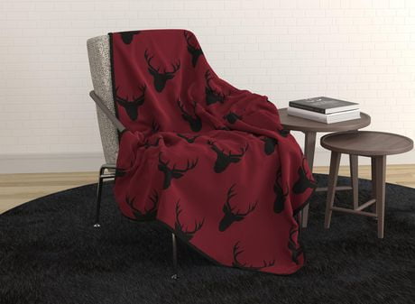 Safdie & Co. Red and Black Faux Fur Throw | Walmart Canada