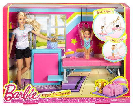 barbie flipping fun gymnast set