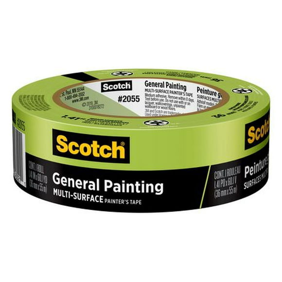 Ruban pour peintres pour surfaces multiples à usage général Scotch®, 2055-36NP, 36 mm x 55 m (1,41 po x 60,1 v)