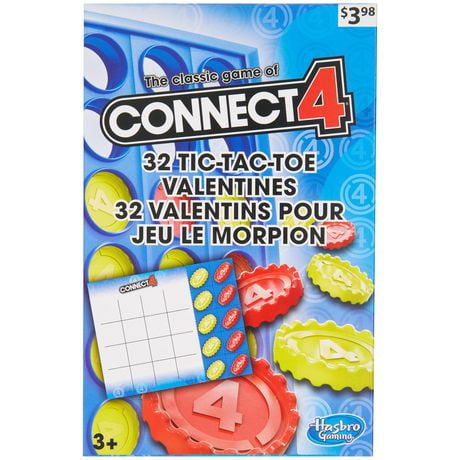 Connect 4 Tic-Tac-Toe Valentine Cards, Paper Activity, Multi-Colored, 32 Count