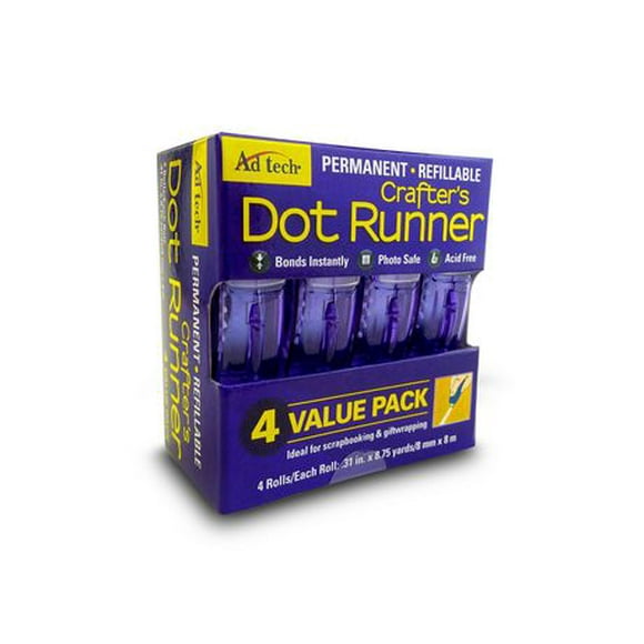 Crafters Dot Glue Runner 4pk, 4pk Dot Glue Runners, Acid Free, Photo Safe, Permanent Bond