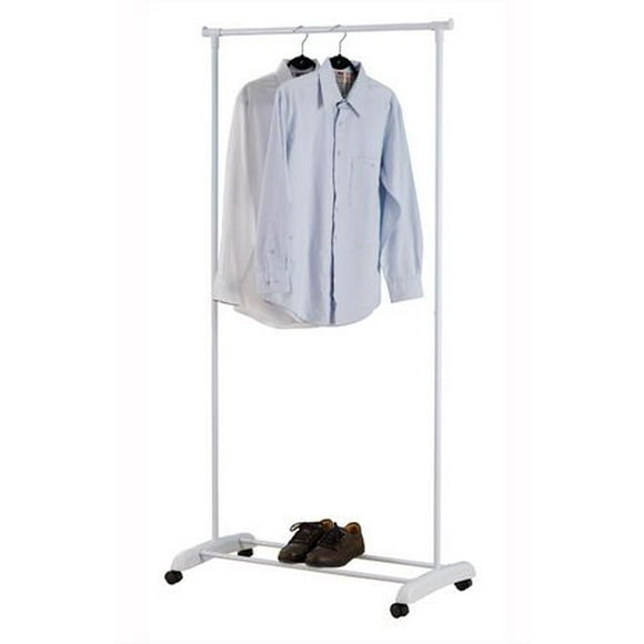 Mainstays Simple Single Rod Garment Rack, White<br>Product assembled size: 35in.Wx17.5in.Dx68in.H(89cmx44.45cmx172.72cm), Perfect hanging storage rack for your T-shirt, skirt , other light clothes and shoes.