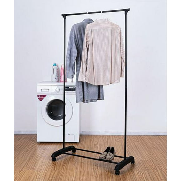 Mainstays Simple Single Rod Garment Rack, Black, Assembled size: 35in.Wx17.5in.Dx68in.H; Perfect rack for T-shirt, skirt , other light clothes and shoes.