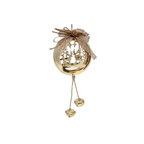 Metal Round Tree Ornament (Gold) - Set of 6 