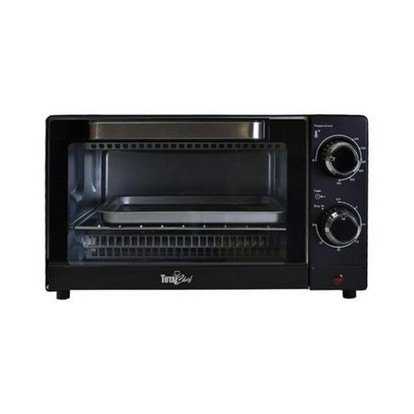 Total Chef 4-Slice Toaster Oven with Timer and Temperature Control (1,000 Watts), Versatile Oven for Toasting & Baking