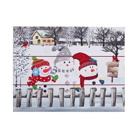 Wooden Triple Snowman Family Plaque