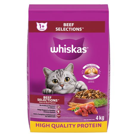 Whiskas Beef Selections Natural Adult Dry Cat Food 4Kg