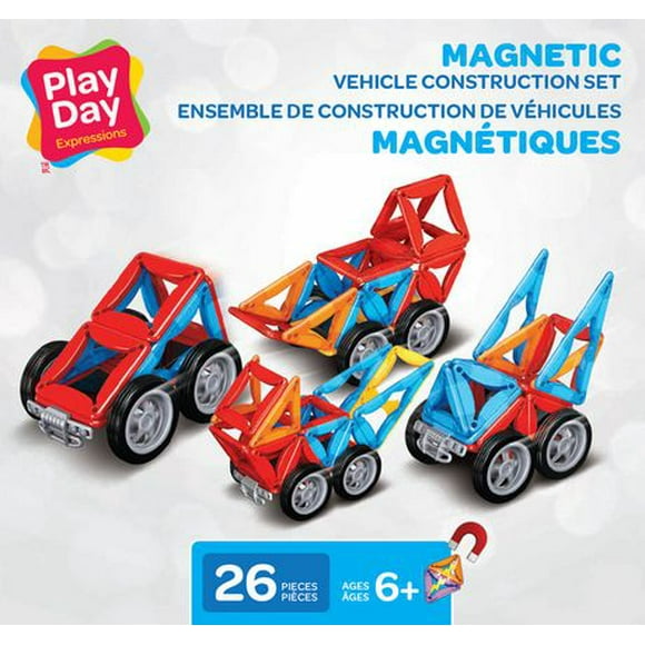 Play Day Ensemble de Construction de Véhicules Magnétiques 26 pc