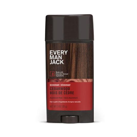 Déodorant Every Man Jack - Bois de cèdre | Déodorant sans aluminium, dérivé naturellement, végétalien, sans cruauté envers les animaux | 85G Déodorant Every Man Jack