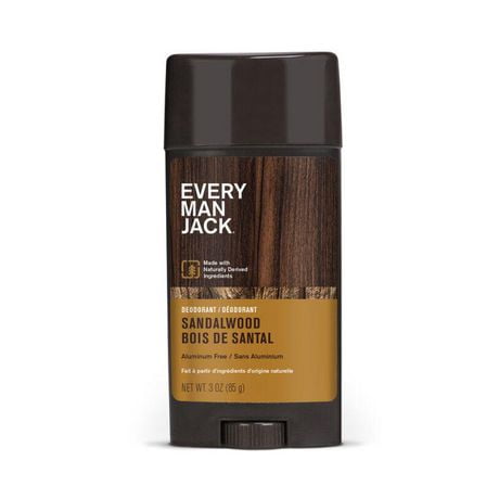 Déodorant Every Man Jack - Bois de santal | Déodorant sans aluminium, dérivé naturellement, végétalien, sans cruauté envers les animaux | 85G Every Man Jack Déodorant