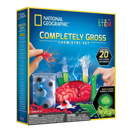 National Geographic Completely Gross Chemistry Set, 20-in-1 Science Experiment Kit for Kids, STEM Series, Unisex Ages 12 and up, 20 Easy Chemistry Experiments
