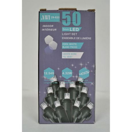 50 Lt 5Mm Led Indoor Light Set (Cool White Bulbs) - Set of 2