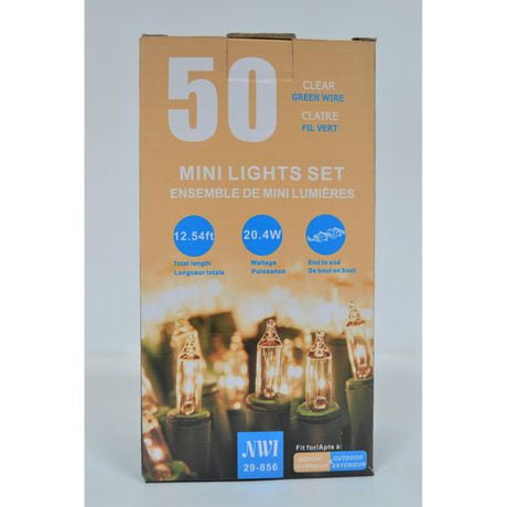 50 Lt Mini Indoor / Outdoor Mini Light (Bulbes Transparents) - Ensemble De 2