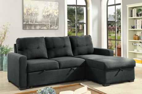 Bentley Sectional With Pull Out Bed Storage Chaise Grey