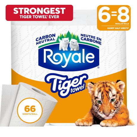 Essuie-tout Royale Tiger Towel, 6 équivalant à 8 roul. demi-feuilles 2-ép., 66 feuilles /roul