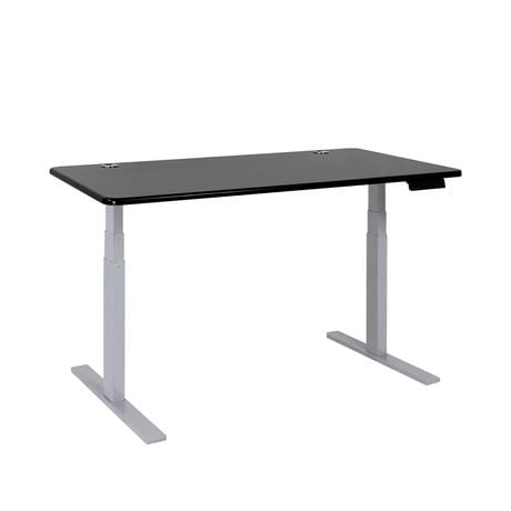 Premium Height-Adjustable Standing Desk - Dual Motor - Gray Frame - Black Classic Top