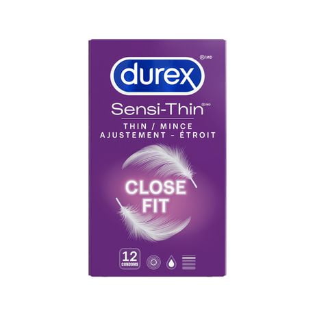 Condoms, Sensi-Thin de Durex, mince close fit, pqt de 12 pqt de 12