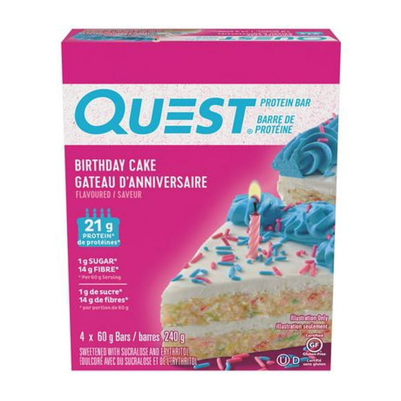Quest Birthday Cake, 4 x 60G Bars