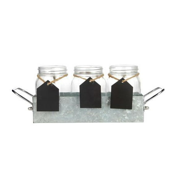Hometrends Clear Glass Caddy, 16 oz, 3pc Set, caddy jar