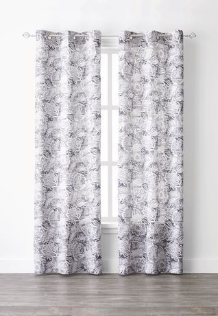 Mainstays Floral Jacobean Grey Curtain Panel Pair | Walmart Canada