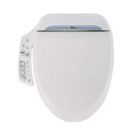 Siège de toilette bidet avancé Bio Bidet Ultimate BB-600, blanc allongé. Installation facile de bricolage, les caractéristiques de luxe du panneau latéral comprennent: siège chauffant réglable et eau