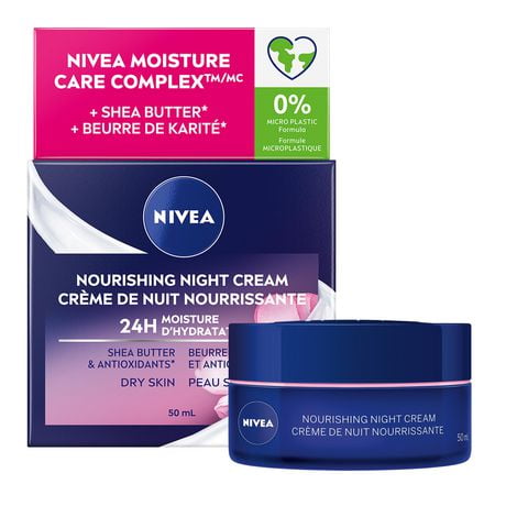 NIVEA Nourishing Night Cream 24H Moisture for Dry Skin, 50 mL