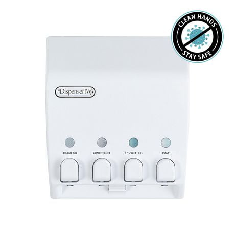 Better Living Products 71450 CLASSIC 4 Chamber Wall Mount Soap and Shower Dispenser White