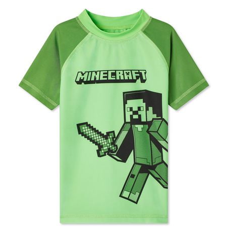 Minecraft Boys' Short Sleeve Rash Guard, Sizes XS-L