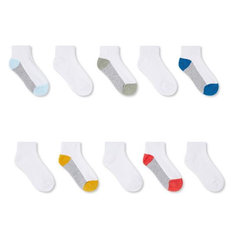 George Boys' Ankle Socks 10-Pack, Sizes 11-2/3-9