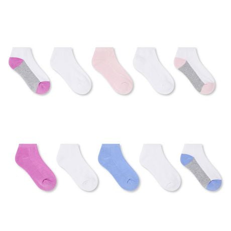 George Girls' Low-Cut Socks 10-Pack, Sizes 11-2/3-6