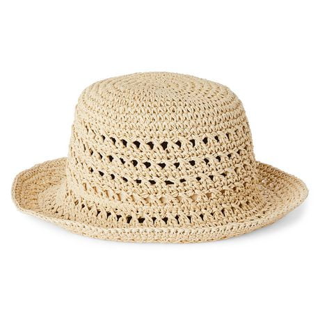Time and Tru Women's Crochet Straw Hat, One Size