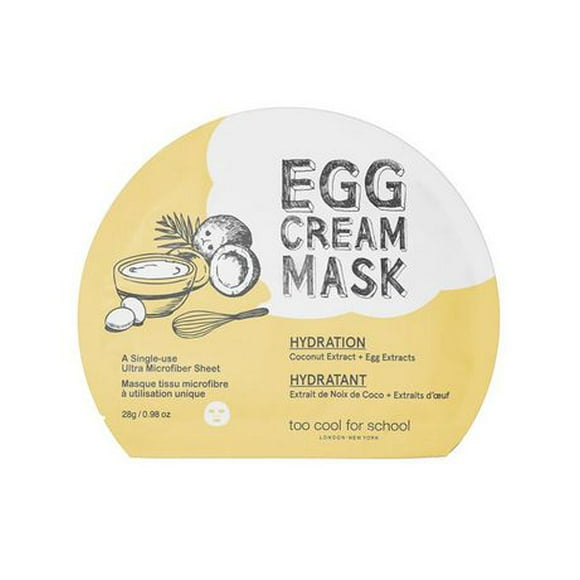 Masque hydratant Egg Cream Mask de Too Cool For School aux extrait de noix de coco et d'œuf