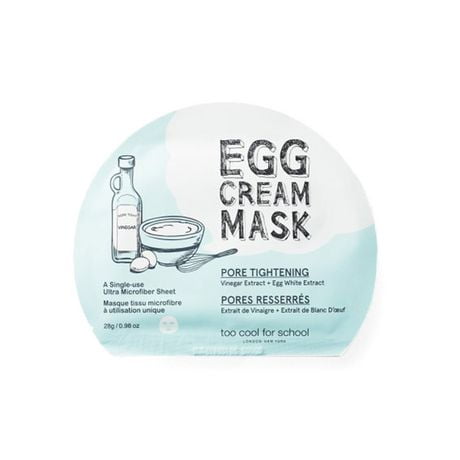 Masque pores resserrés Egg Cream Mask de Too Cool For School aux extrait de vinaigre et blanc d'œuf