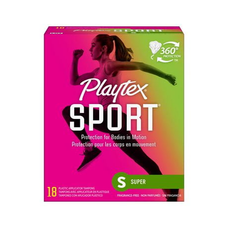 Tampons Playtex Sport à absorptivité Super - Non-parfumés, boîte de 18 Boîte de 18 tampons