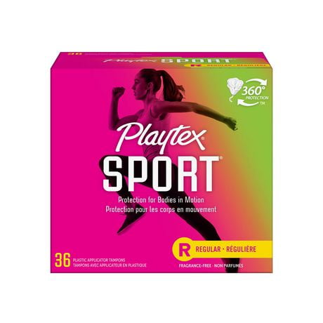 Tampons non parfumés pour athlètes Sport de Playtex à absorptivité régulière Boîte de 36 tampons