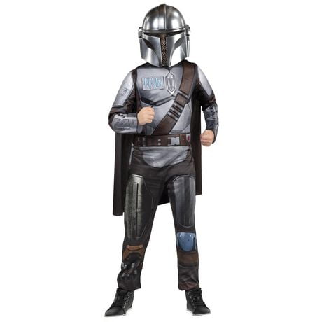 STAR WARS MANDALORIAN DELUXE LIGHT UP YOUTH COSTUME (CHILD) - Poly Jersey Jumpsuit Stuffed with Polyfill and Mondo-Tech Light Up Technology plus Mask