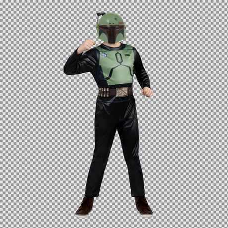 STAR WARS BOBA FETT YOUTH COSTUME - Poly Jersey Jumpsuit with Printed Design and 3D Helmet Mask