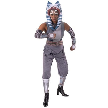 STAR WARS AHSOKA TANO COSTUME (ADULT) - Poly Jersey Jumpsuit with Armbands and Fabric Headpiece 