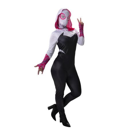 MARVEL’S Spider-Gwen ADULT COSTUME - Hooded Jumpsuit with Fabric Mask 