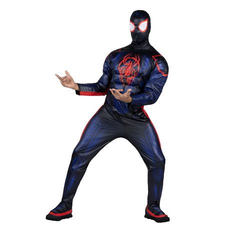 MARVEL’S MILES MORALES QUALUX COSTUME (ADULT) - Poly Jersey Jumpsuit Stuffed with Polyfil and Fabric Mask