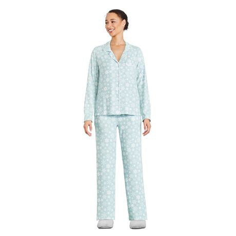George Women's Notch Collar Pajamas 2-Piece Set - Walmart.ca
