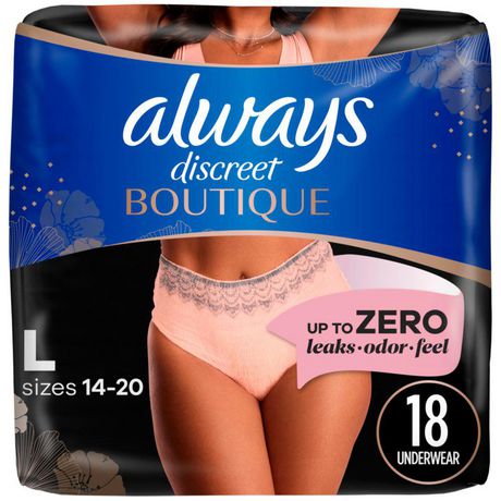NEW Always Discreet Boutique Underwear, Large, 18ct 