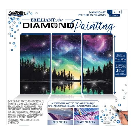 ArtSkills Peinture au diamant d’art brillant, aurores boréales