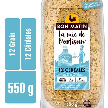 Bon Matin™ Artisan-Style 12 Grain Sliced Bread, 550 g