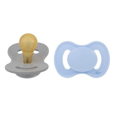 Lullaby Planet Pacifiers 2 Pack | Adorable Round Latex Design | Functional Fashionable & Comfortable Design | Ice Blue & Misty Grey | 0-6 Months