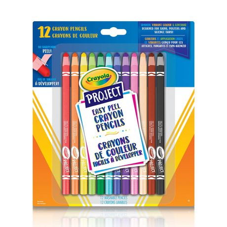 Crayola Project Easy Peel Crayon Pencils, 12 Count, Easy Peel Crayon Pencils