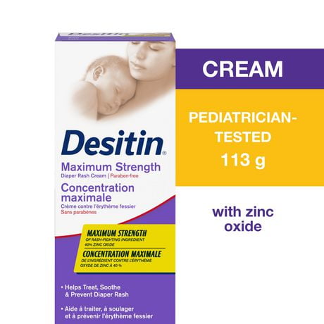 Desitin Diaper Rash Cream for Baby, Zinc Oxide Cream, Maximum Strength Barrier Paste,, 113 g